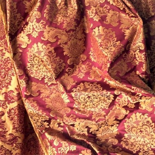 Tissu damas montespan style louis xiv, bordeaux-grenat-or