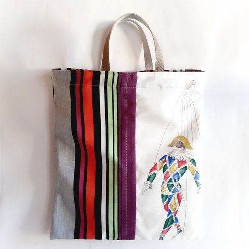 Tote bag theâtre, arlequin, sac cadeau, book gift bag