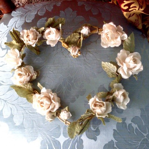 Guirlande 165 cm fleurs en tissu, décoration mariage, fêtes