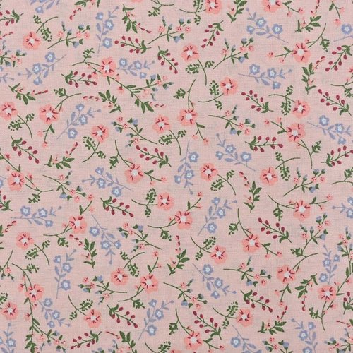 Popeline fleurs, tissu coton printanier
