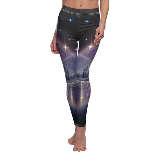 Leggings galaxie de plage cosmique nuit, paysage enchanté