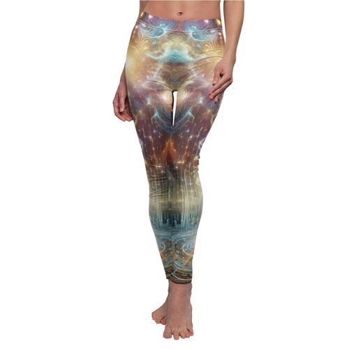 Leggings citadins galaxie, leggings veloutés cosmiques mystiques, couleurs douces d'un paysage spatial