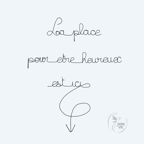 Citation en fil de fer recuit - la place pour être heureux est ici