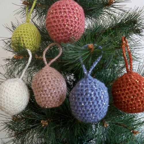 Boules De Noël En Laine Modèle Vintage Réalisées Au