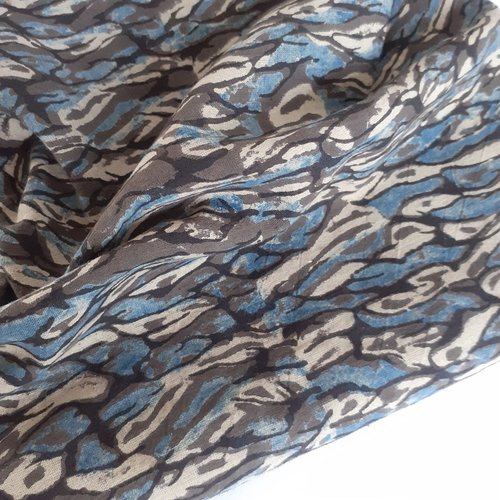 Par 50 cm tissu toile indienne marron bleu eau camouflage