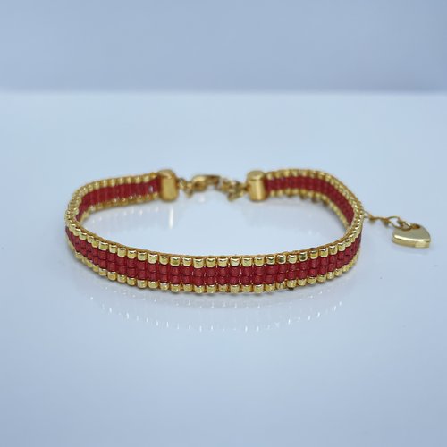 Bracelet tissé uni - rouge