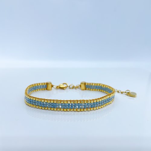 Bracelet tissé uni - bleu