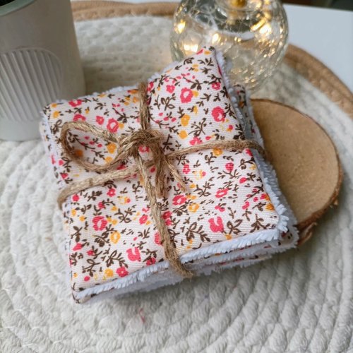 Lot de 8 lingettes démaquillantes réutilisables - motif liberty "jardin de printemps"