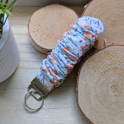 Porte-clés chouchou en tissu fleuri - bracelet de poignet élastique fait main