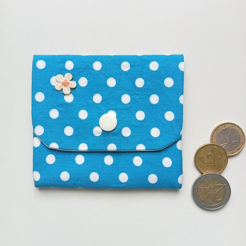 Porte-monnaie bleu à pois