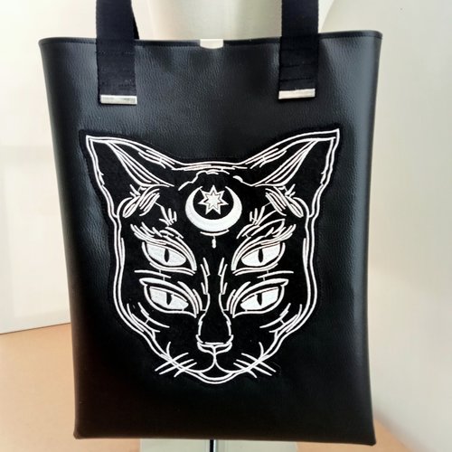 Tote bag simili cuir noir
