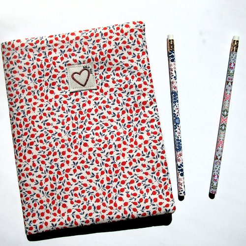 Protège carnet + carnet tissu liberty
