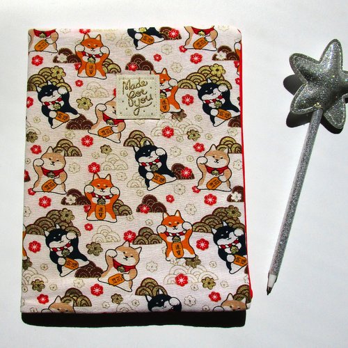 Protège carnet + carnet tissu chats