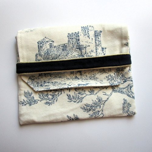Pochette à rabat toile de jouy