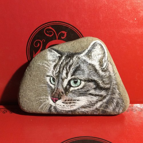Tete De Chat Galet Peint Un Grand Marche