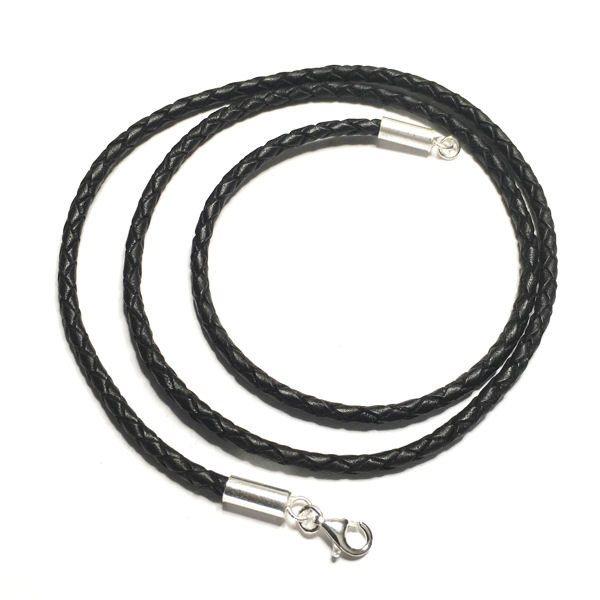 3 mm noir Cuir tressé Twist String Cordon Collier Chaîne Homard Fermoir 18" Pouces
