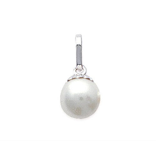 Pendentif perle nacrée crème et plaqué or 18 carats perle ronde 8 mm