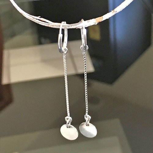 Boucles d'oreilles créoles en argent 925 pendants chainettes
