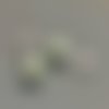 Clous d'oreilles perles nacrées swarovski vert irisé 6 mm et argent 925/000