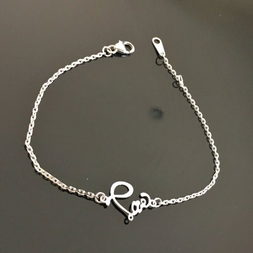 Bracelet love bijou argent 925 longueur 18 cm + anneau de rappel à 16 cm