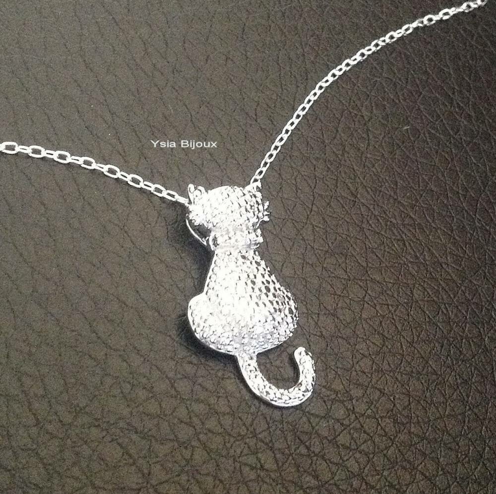 Beau Collier Chat En Argent 925 Et Zirconiums Sur Chaine Argent 925 Longueur 42 Cm Un Grand Marche Beau Collier Chat En Argent 925 Et Zirconiums Sur Chaine Argent 925 Longueur 42 Cm Un Grand Marche