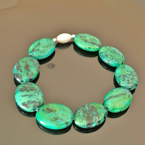 Bracelet chrysocolle - bijou pierres naturelles et argent 925/000 taille élastique