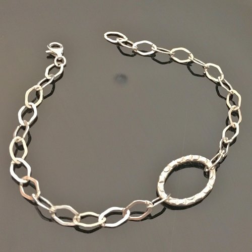 Bracelet en argent 925/000 maille ovale longueur 20,5 cm ajustable