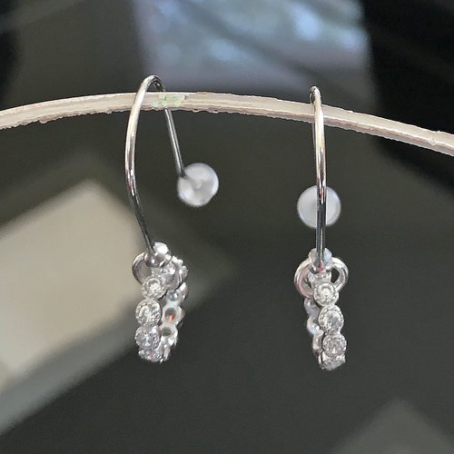 Boucles d'oreilles argent 925/000 pendantes anneaux zirconium