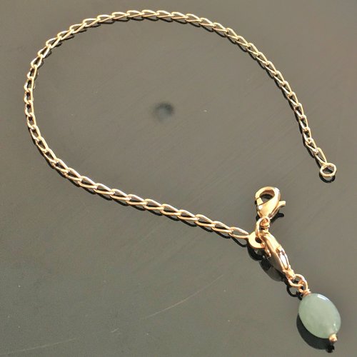 Bracelet en plaqué or 18 carats charm mousqueton pierre aventurine naturelle
