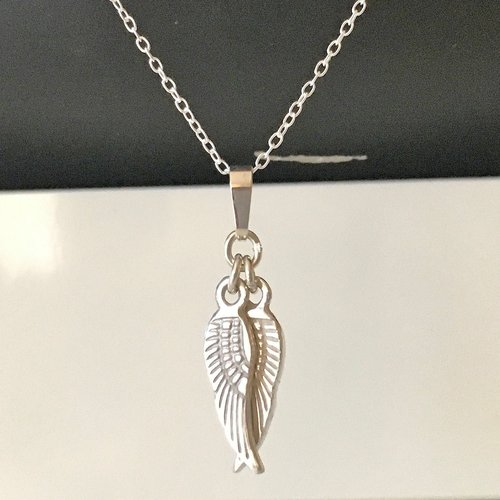 Collier argent 925/000 pendentif ailes d'ange sur fine chaine 45 cm