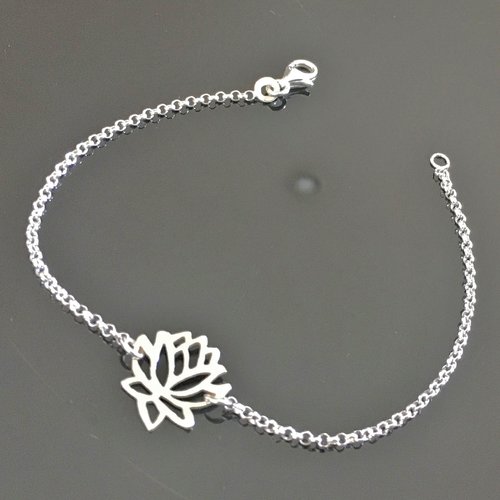 Bracelet fleur de lotus en argent 925/000 longueur 18 cm