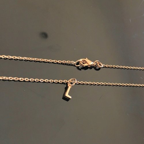 Collier initiale plaqué or 18 carats petit pendentif lettre l sur belle chaine longueur 42 cm