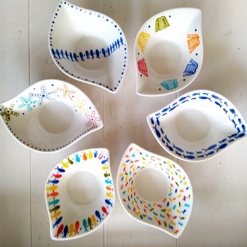 Coupelle ravier bol en porcelaine marin collection bord de mer pour apéritif bagues sachet de thé