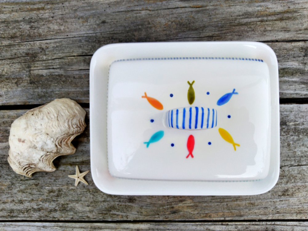 Porte-beurre Boîte à beurre en céramique intérieure avec couvercle  céramique petit plateau créatif papillon motif de beurre boîte de beurre  boîte de