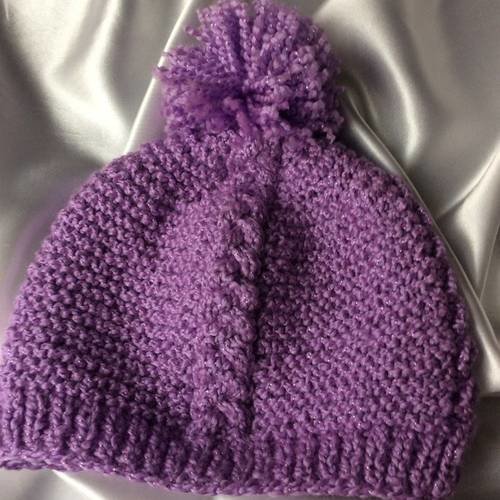 Bonnet pour fille violet acrylique 