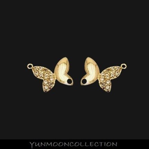 Pe-09/2x papillons pendentif en plaqué or