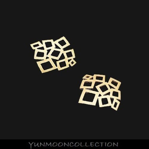 C-40/2x pendentif en pierres carrées plaqué or