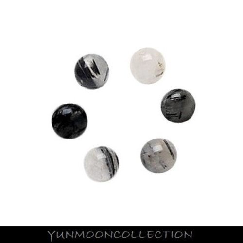 Be-19/6x perle de quartz rutile noir ronde 8mm
