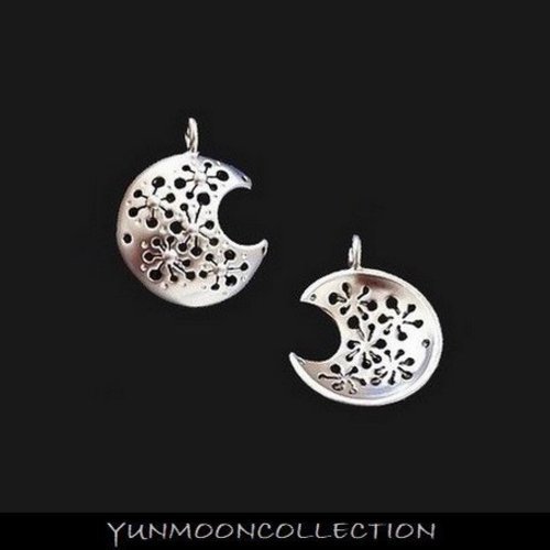Ap-46/crescent moon fleur en plaqué argent or