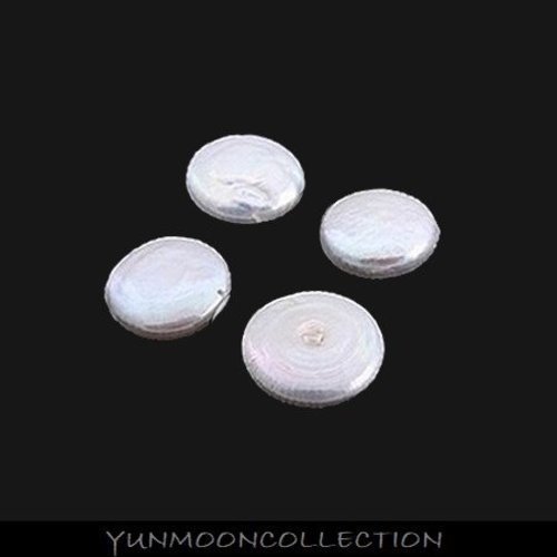 Sp-27/perles d'eau douce blanc disque 15 mm
