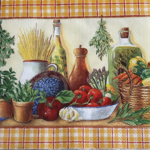 3 serviettes " des légumes " 33 cm x 33 cm