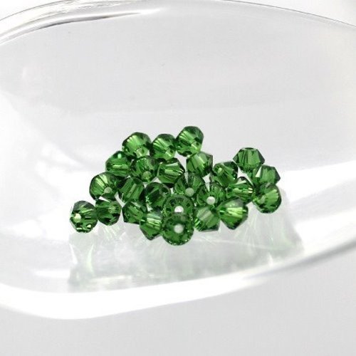 50 perles toupie en cristal t 3 vert gazon transparent
