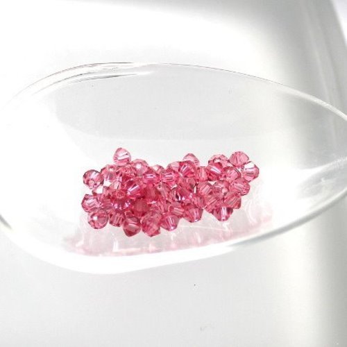 50 perles toupie en cristal t 3 indiana pink