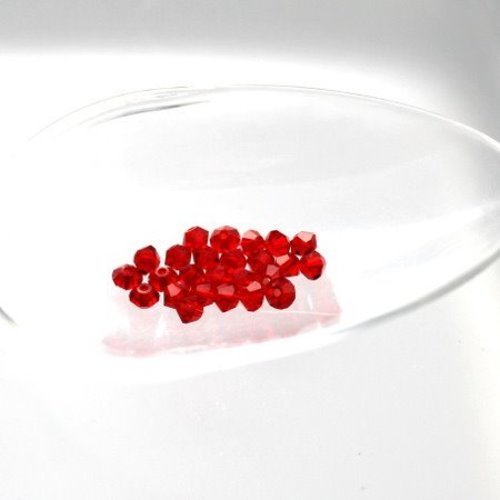 50 perles toupie en cristal t 3 siam light rouge clair