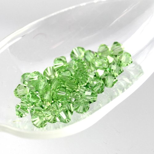 Perle toupie en cristal t 4 peridot  vert-jaune 50 perles