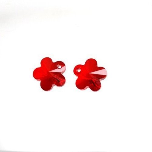 Fleur,pendentif en cristal rouge lot de 2