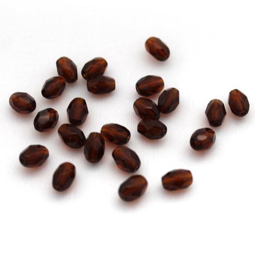 25 olives facettées, marron , 7 x 5 mm