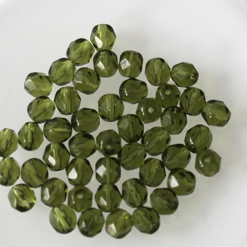 25 facettes verte olive transparent t 6