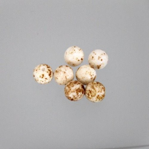 Perle ronde blanche mouchetée marron t 8 lot de 26 perles