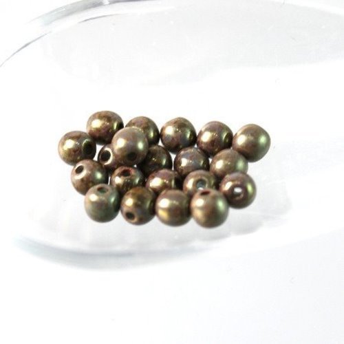100 perles rondes  gris vert t 4